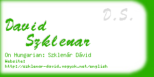 david szklenar business card