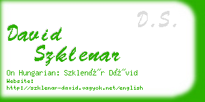 david szklenar business card